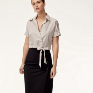 Aritzia Babaton Ozana Blouse faux wrap striped